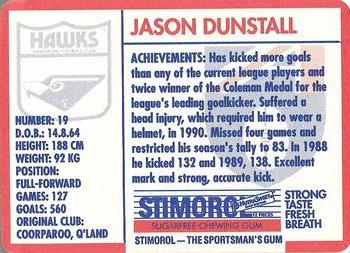 1991 Scanlens Stimorol #49 Jason Dunstall Back